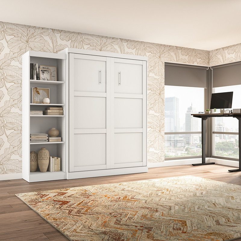 Wade Logan Arlex Storage Murphy Bed Space Saving Wall Bed for Multipurpose Room Reviews Wayfair